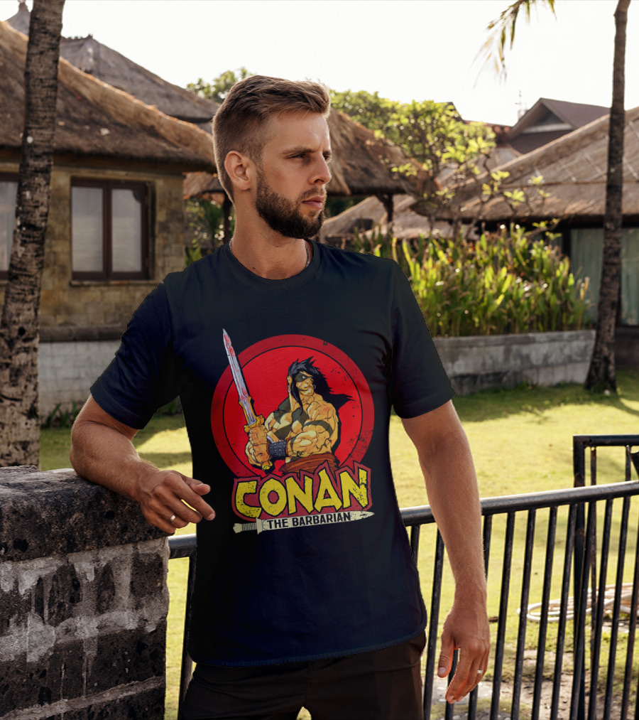 Conan The Barbarian Sword Warrior Red Circle T-Shirt