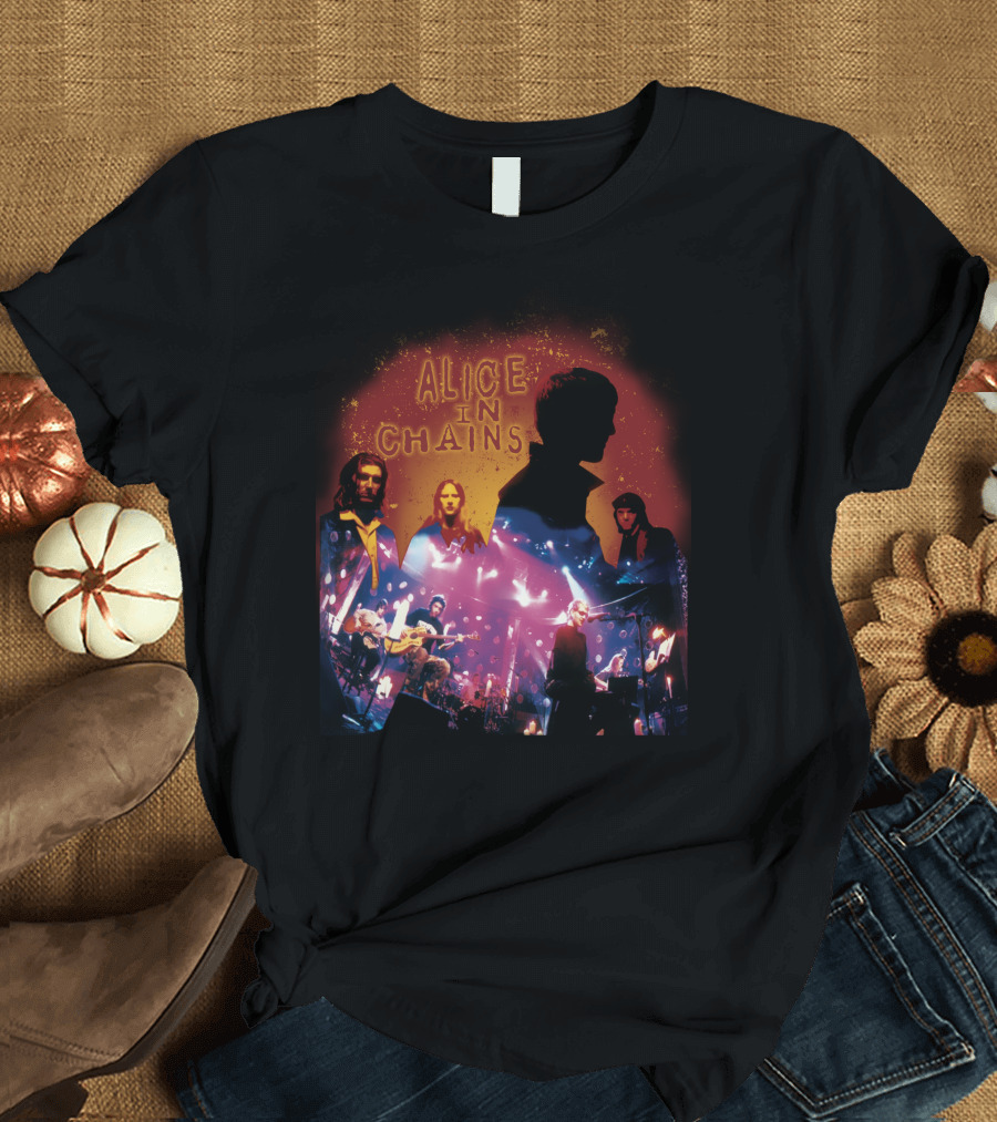 Alice In Chains Band Silhouette Concert Performance Collage T-Shirt