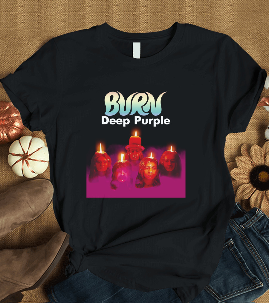 Burn Deep Purple Candle Faces T-Shirt