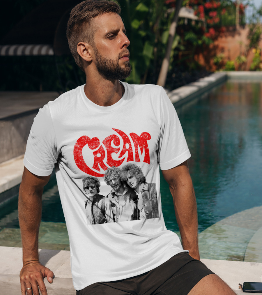 Cream Band Vintage Photo With Red T-Shirt