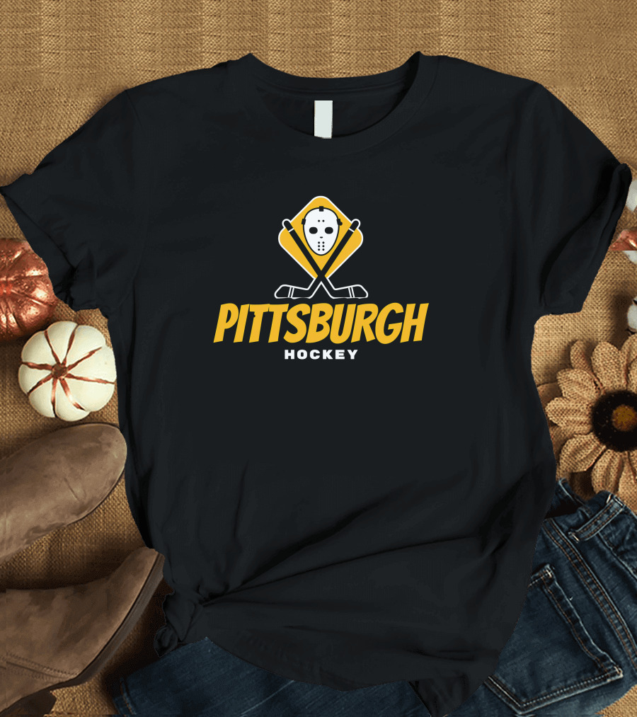 Pittsburgh Hockey Mask And Crossed Sticks T-Shirt