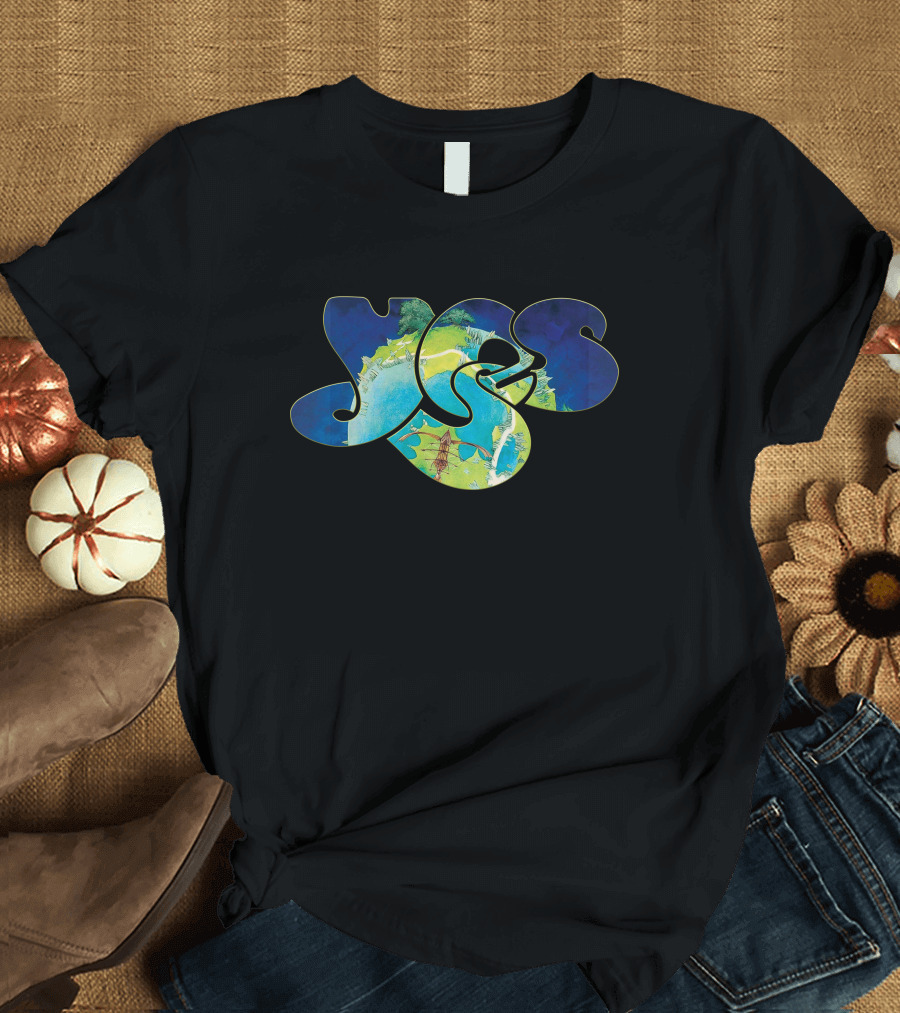 Yes Classic Logo With Earth And Ocean Motif T-Shirt