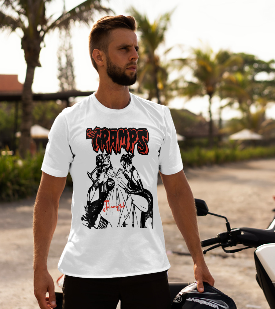 The Cramps Flamejob Artwork Kneeling Figures T-Shirt