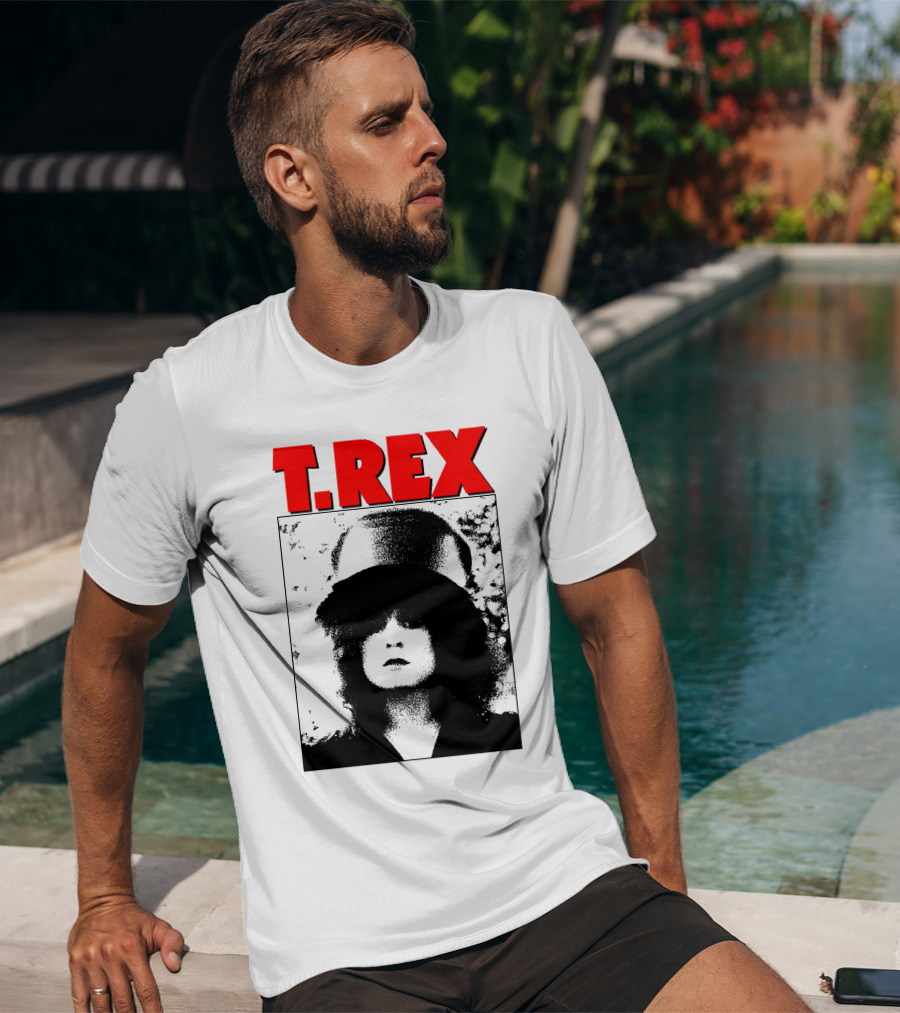 T. Rex Iconic Red Text With Black And White T-Shirt