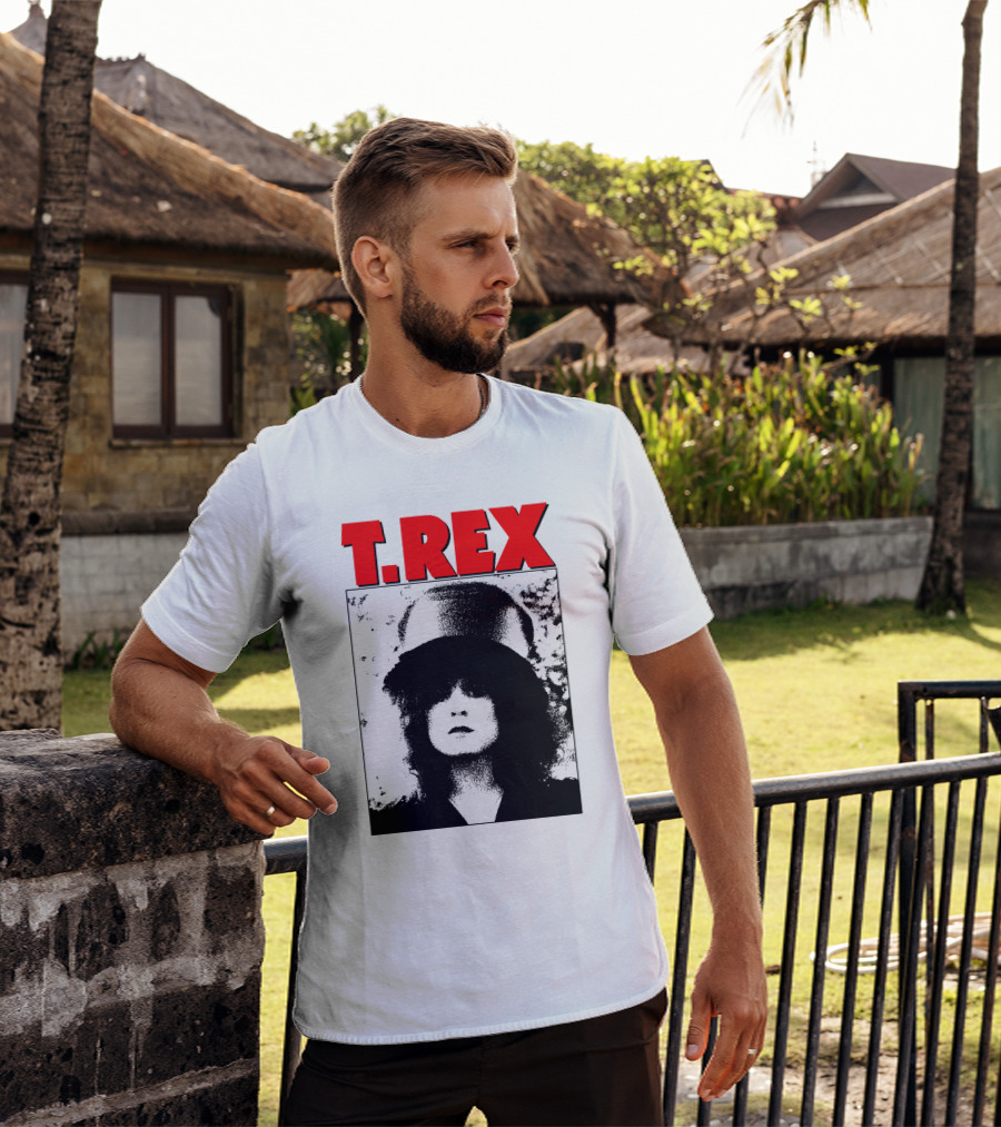T. Rex Iconic Red Text With Black And White T-Shirt