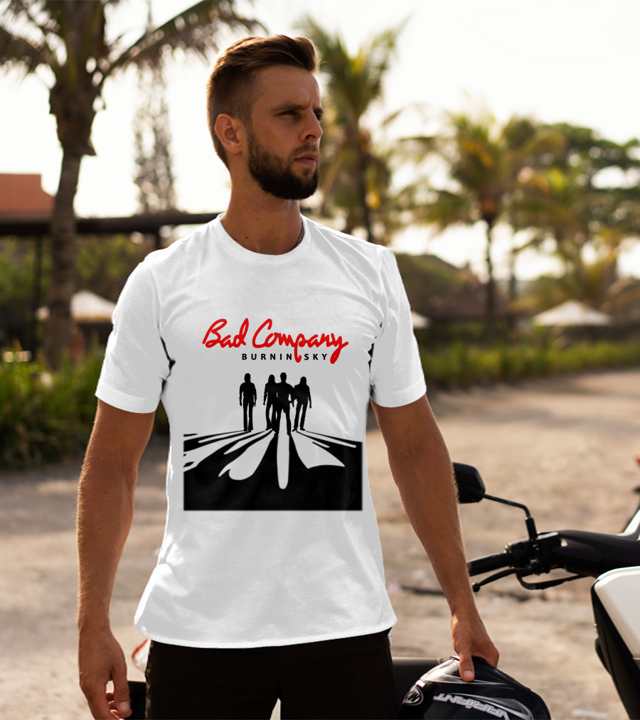 Bad Company Burnin' Sky Silhouette Walking Down Road T-Shirt