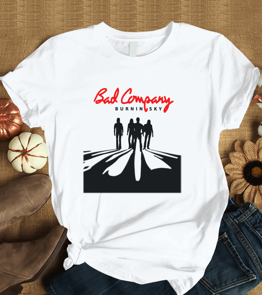 Bad Company Burnin' Sky Silhouette Walking Down Road T-Shirt