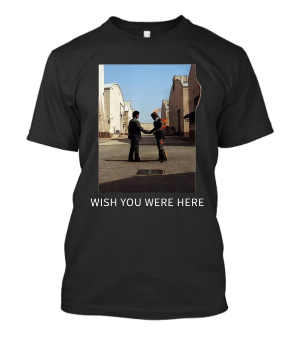 Wish You Were Here Album Cover Iconic Handshake Flame Scene T-Shirt