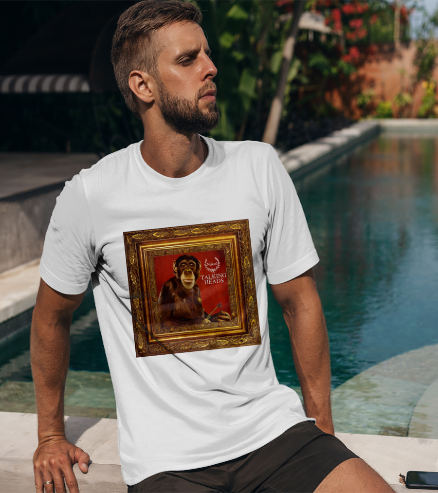 Naked Talking Heads  Chimpanzee Portrait With Crown Wreath Elements T-Shirt