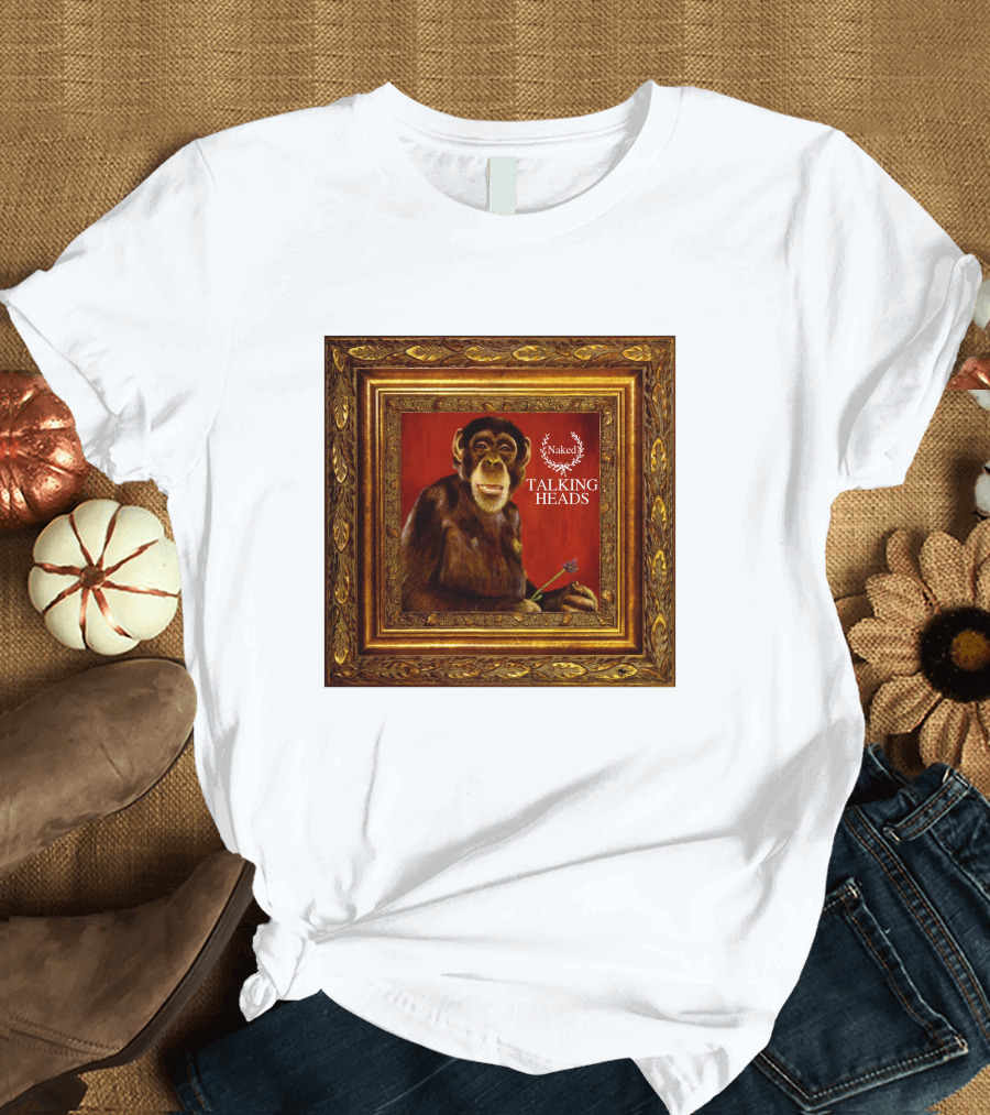 Naked Talking Heads  Chimpanzee Portrait With Crown Wreath Elements T-Shirt
