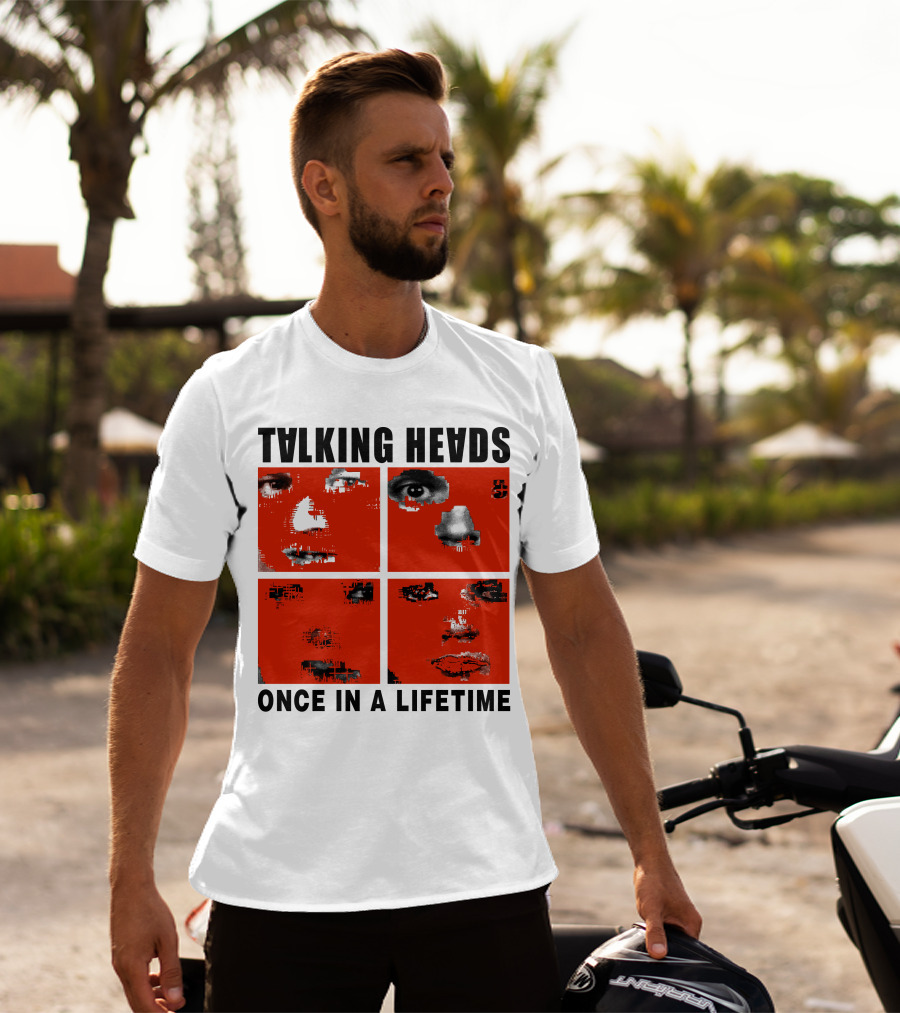 Talking Heads Once In A Lifetime Faces Red Squares T-Shirt
