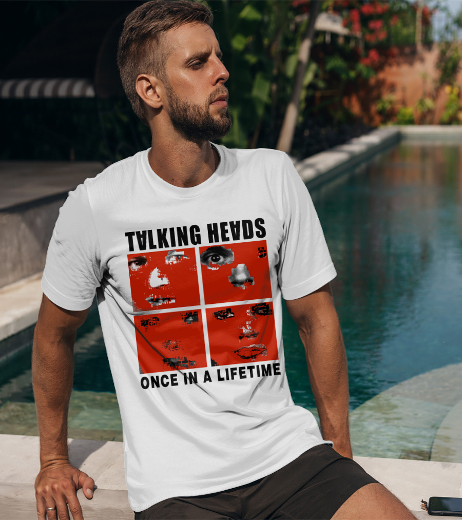 Talking Heads Once In A Lifetime Faces Red Squares T-Shirt