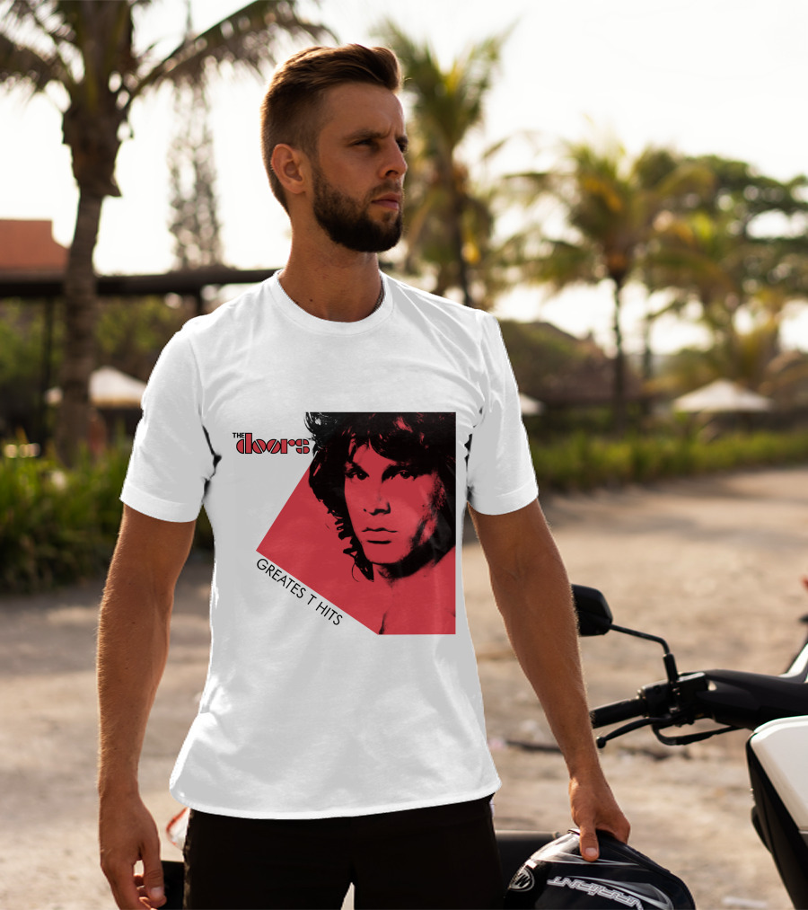 The Doors Greatest Hits Jim Morrison Red And Black T-Shirt