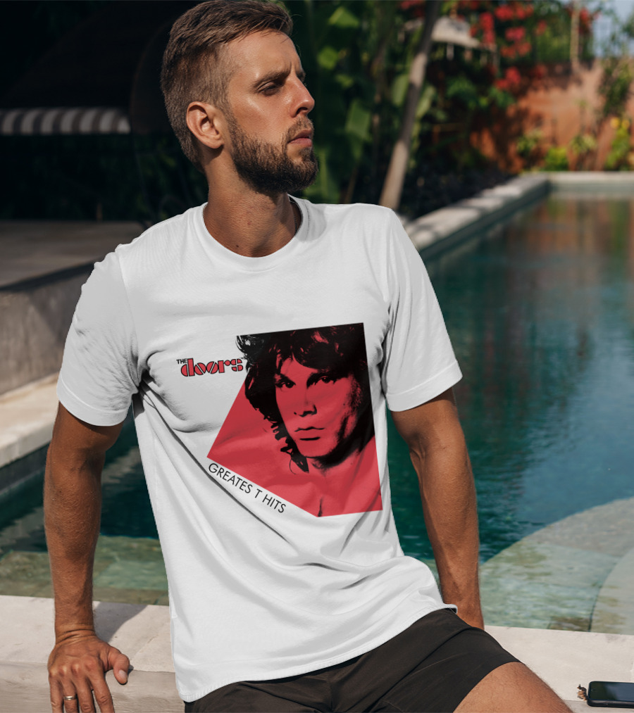 The Doors Greatest Hits Jim Morrison Red And Black T-Shirt