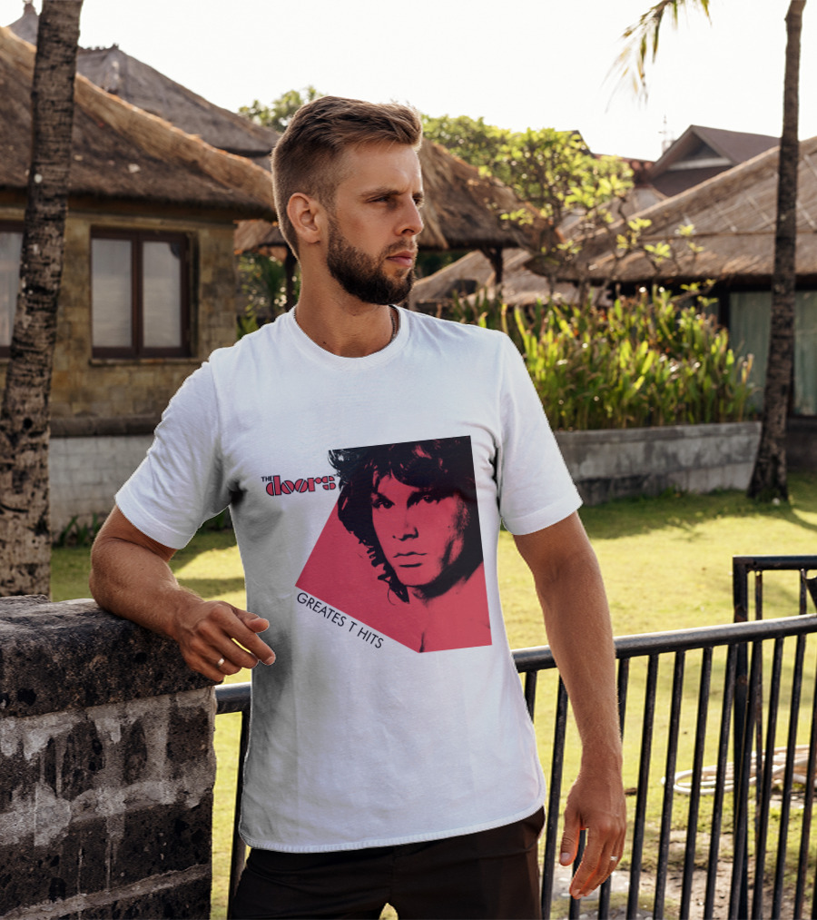 The Doors Greatest Hits Jim Morrison Red And Black T-Shirt