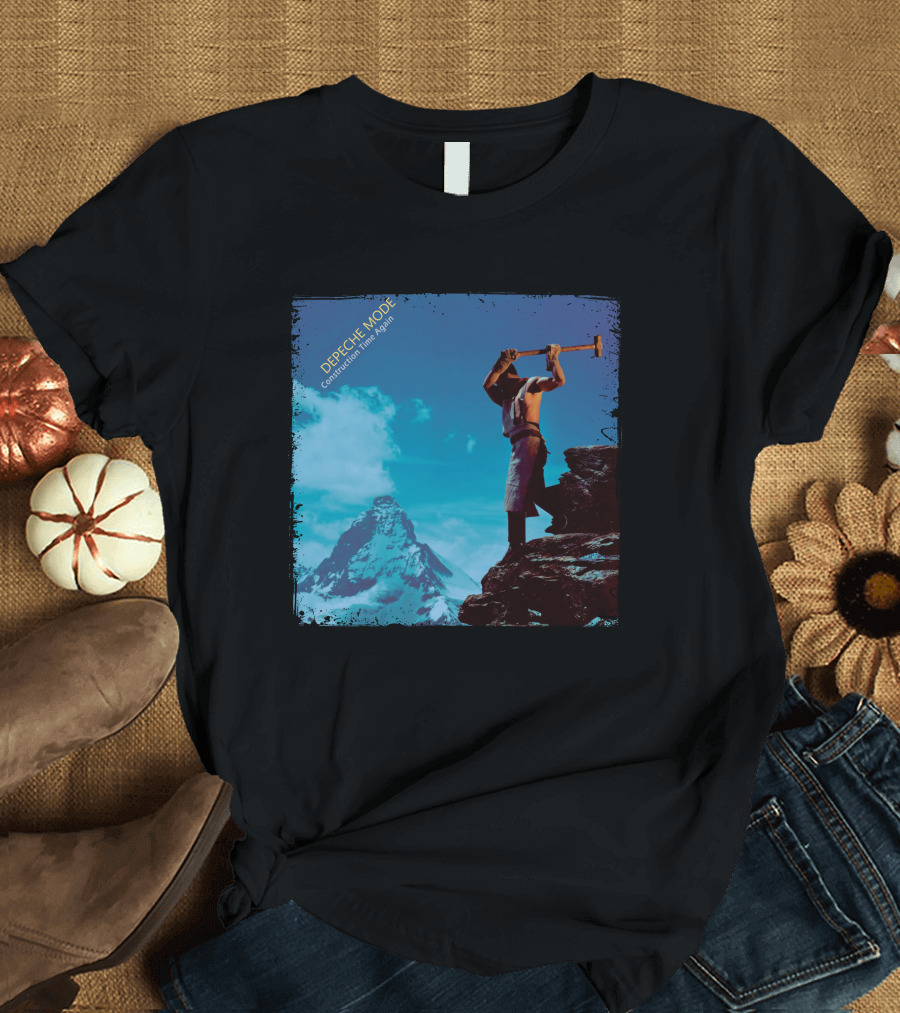 DEPECHE MODE Construction Time Again Worker on Mountain Rugged Skyline T-Shirt