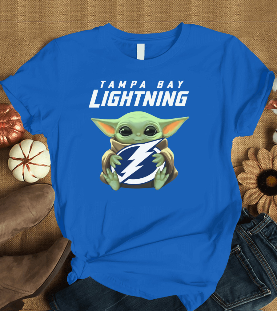 Tampa Bay Lightning Baby Yoda Holding T-Shirt