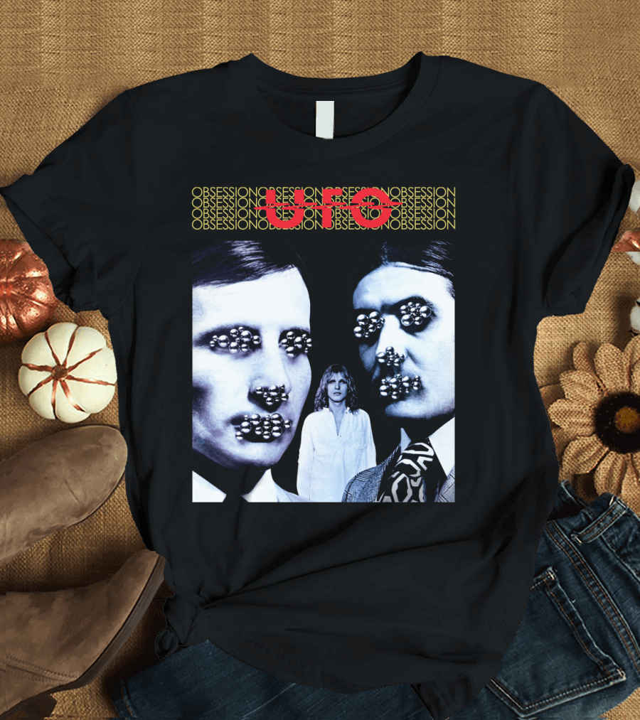 UFO Obsession Faces with Metallic Beads T-Shirt