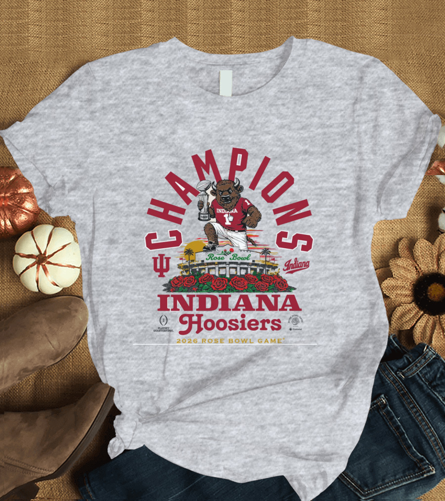 Indiana Hoosiers Bison 2026 Rose Bowl Champions Game Iu Rose Bowl T-Shirt