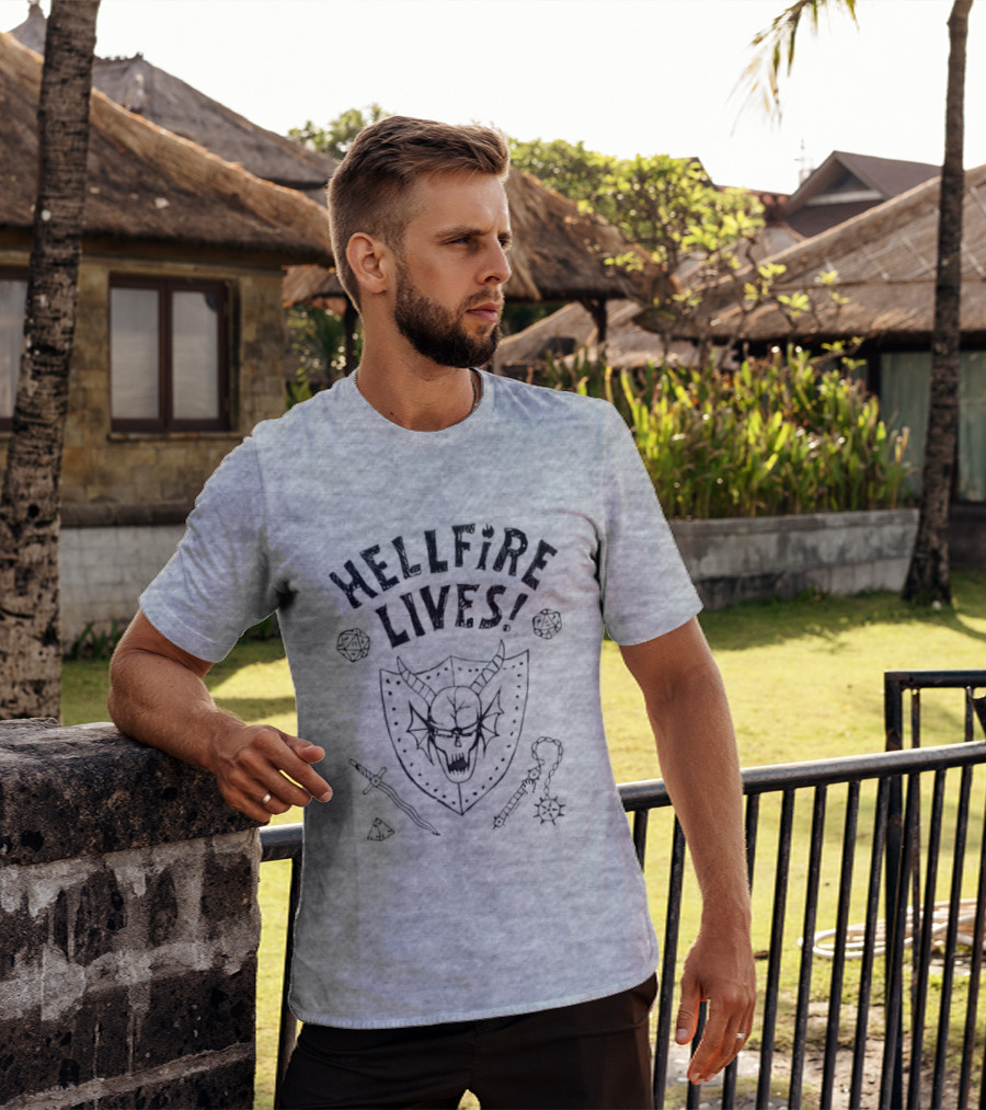 Hellfire Lives Stranger Things Hawkins High Hellfire Club Dustin Henderson Dungeon Master Lives T-Shirt