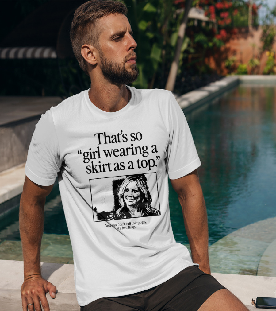 Girl Wearing A Skirt As A Top T-Shirt