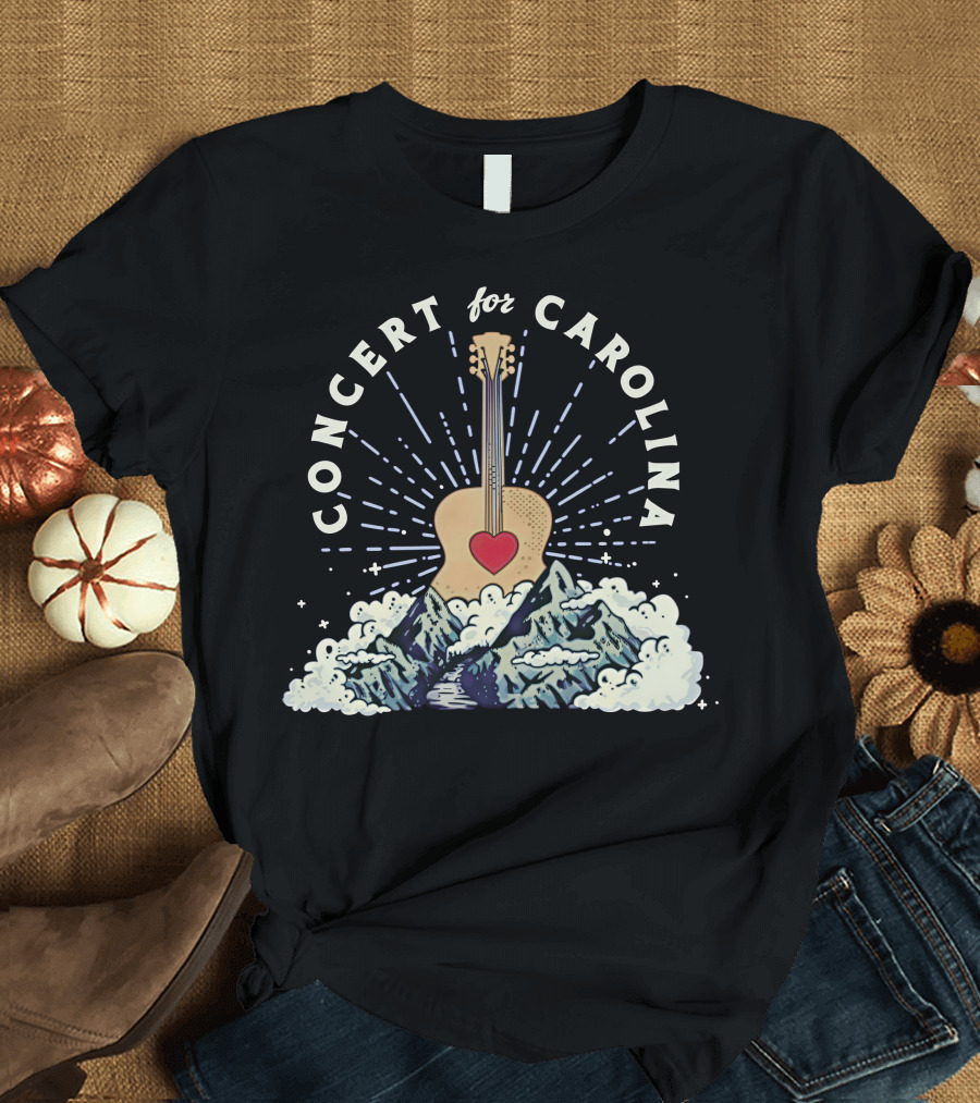 Concert For Carolina Guitar Heart Mountains T-Shirt