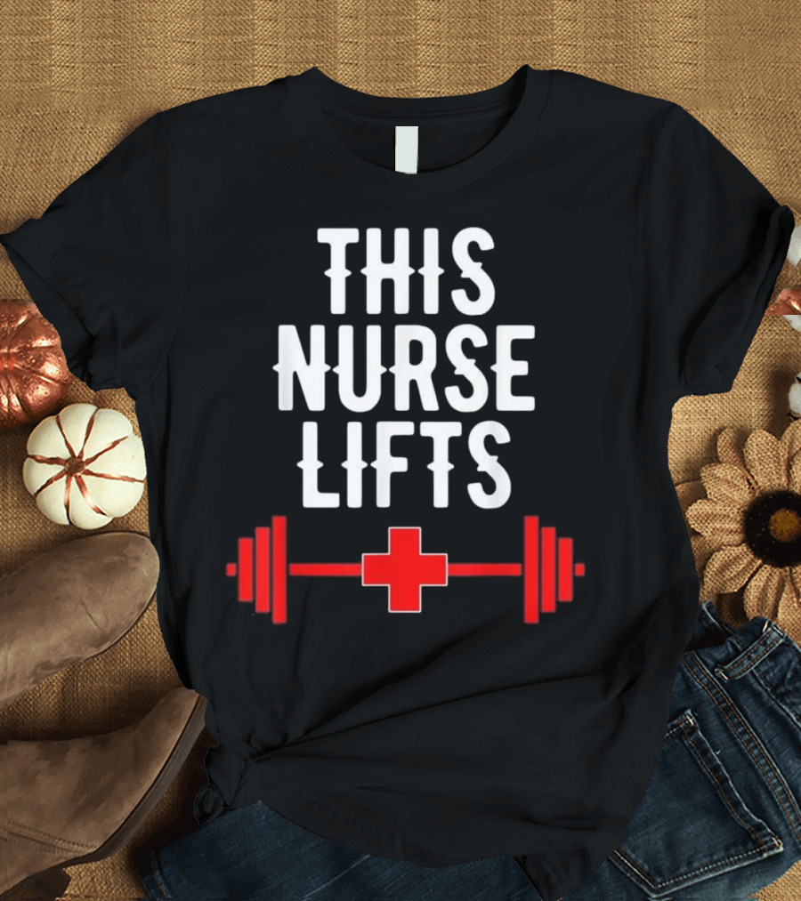 This Nurse Lifts Red Cross Barbell T-Shirt