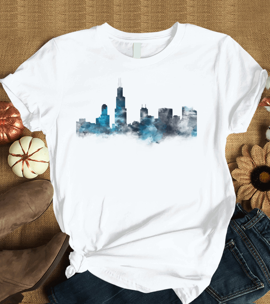 Chicago Dark Blue Skyline T-Shirt