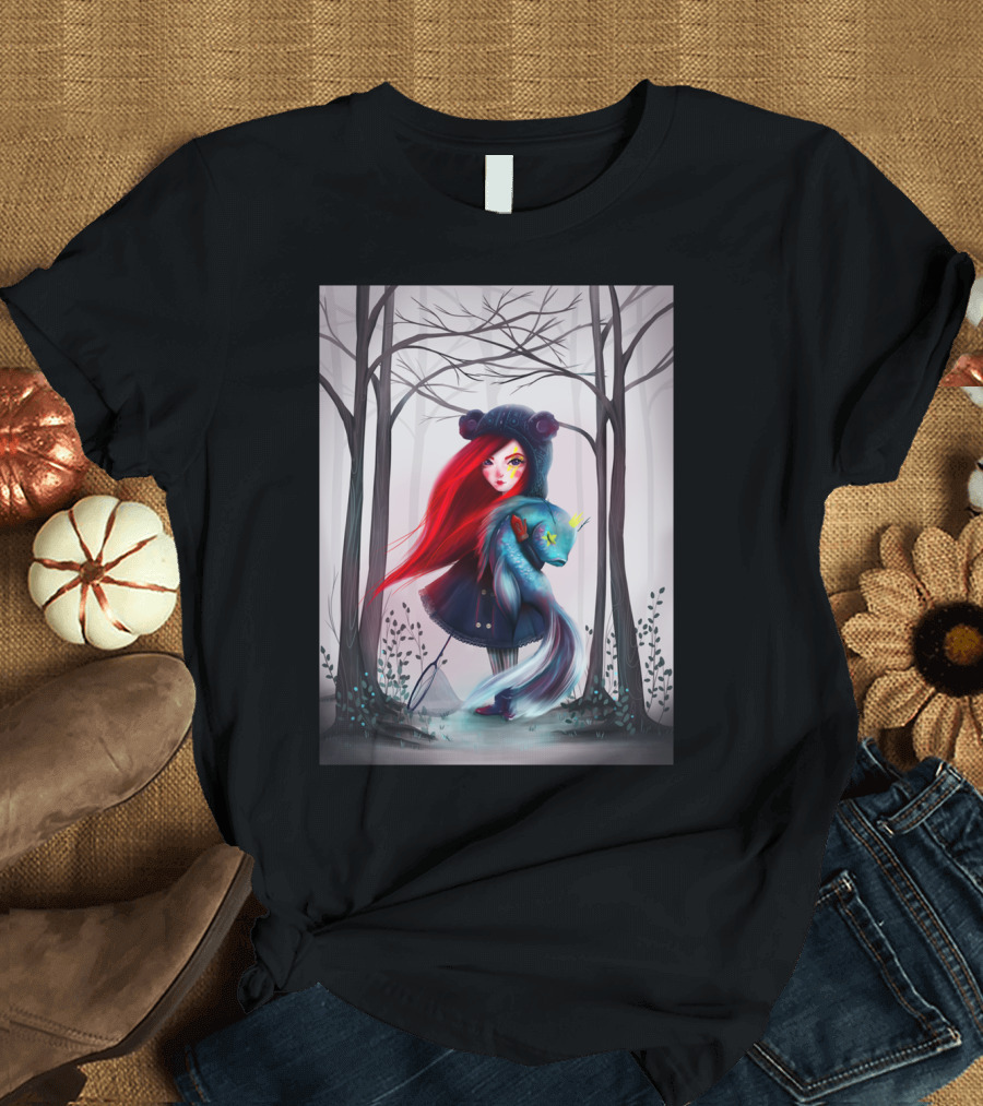 Royal Fantasy Forest Character with Blue Crowned Creature T-Shirt