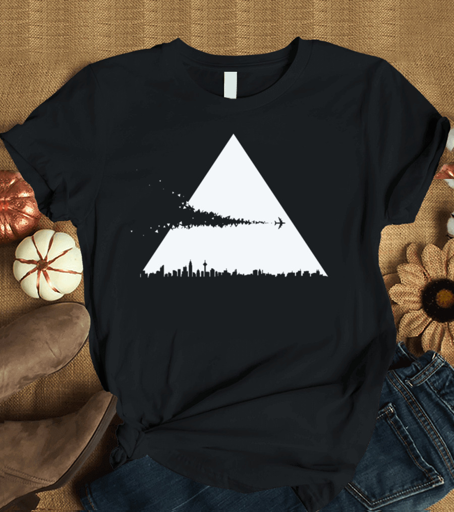 Crossover Airplane Skyline Triangular T-Shirt