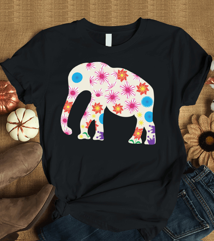 Floral Elephant Multicolor Flower T-Shirt
