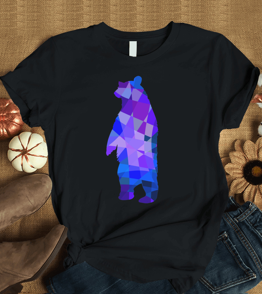 Geometric Bear Cool Polygonal Design Polygon Colors T-Shirt