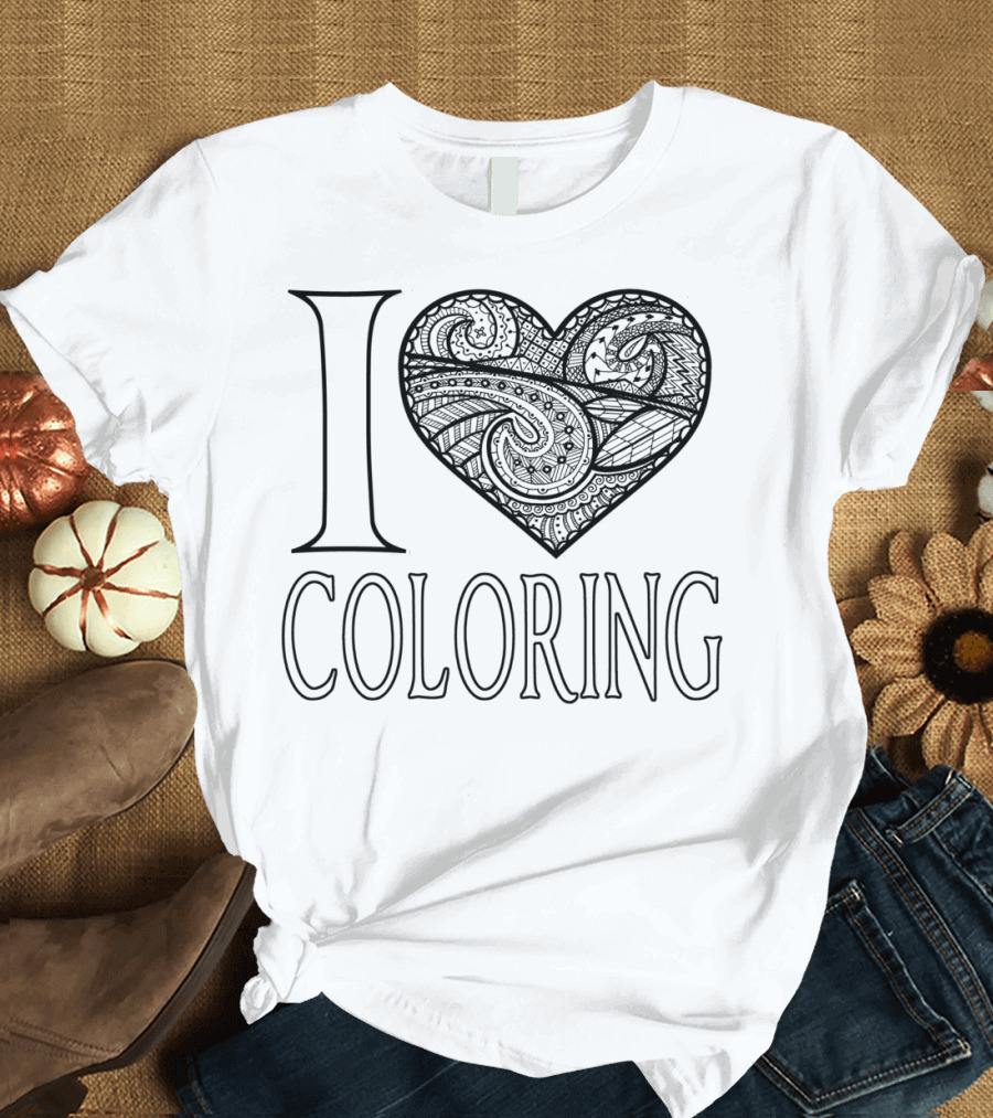 I Love Coloring Detailed Heart T-Shirt