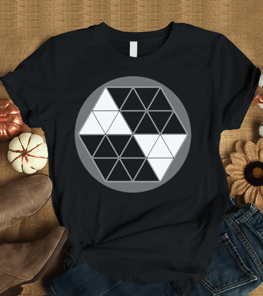 Geometric Black and White Triangle Cube T-Shirt