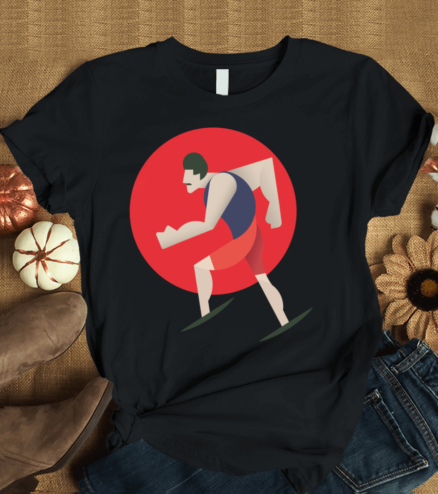 Running Man T S Bold Athlete Red Sun Burst T-Shirt