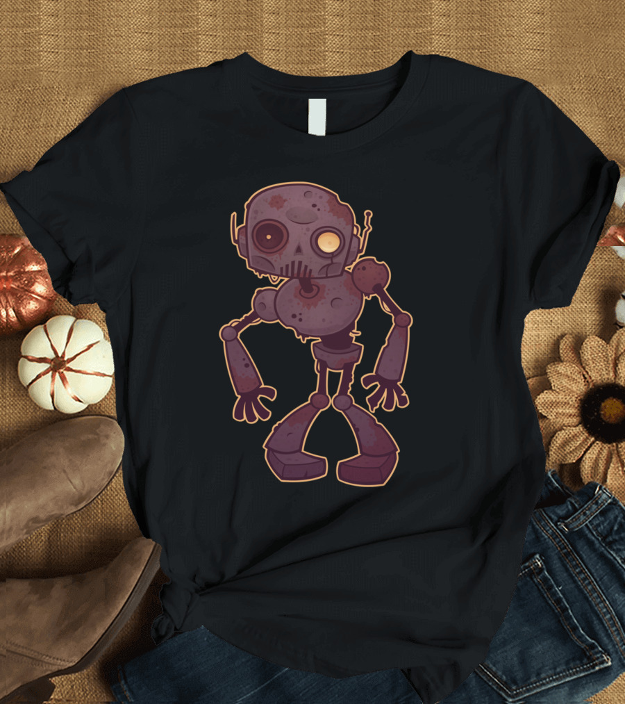Rusty Zombie Robot Cartoon Character T-Shirt