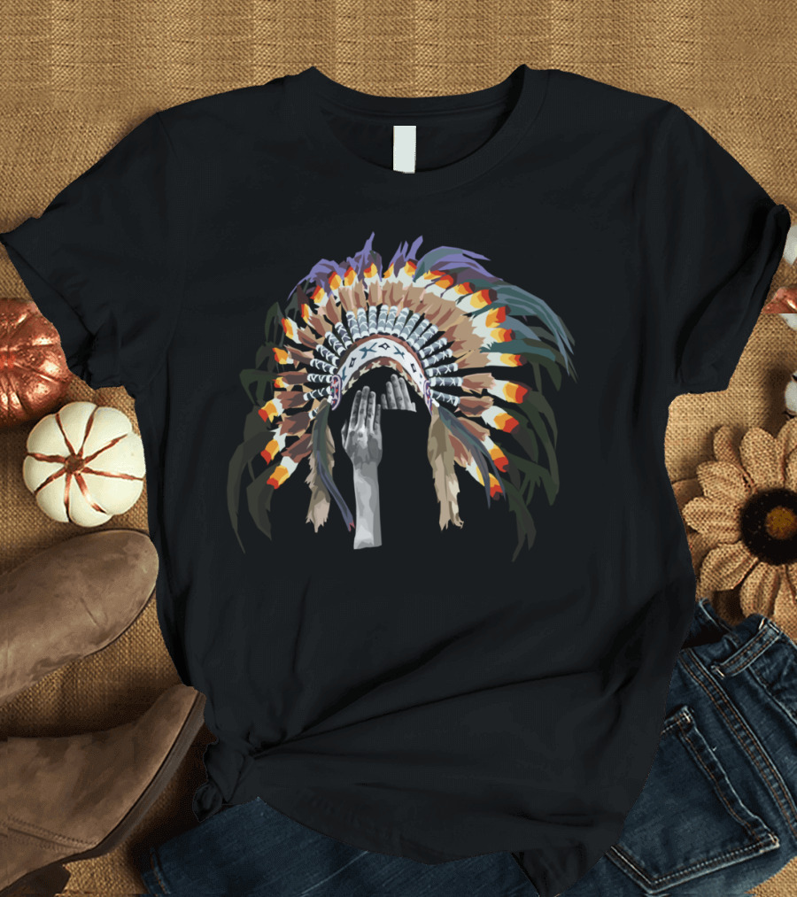 Cry Chief T S Headdress Hands Covered T-Shirt