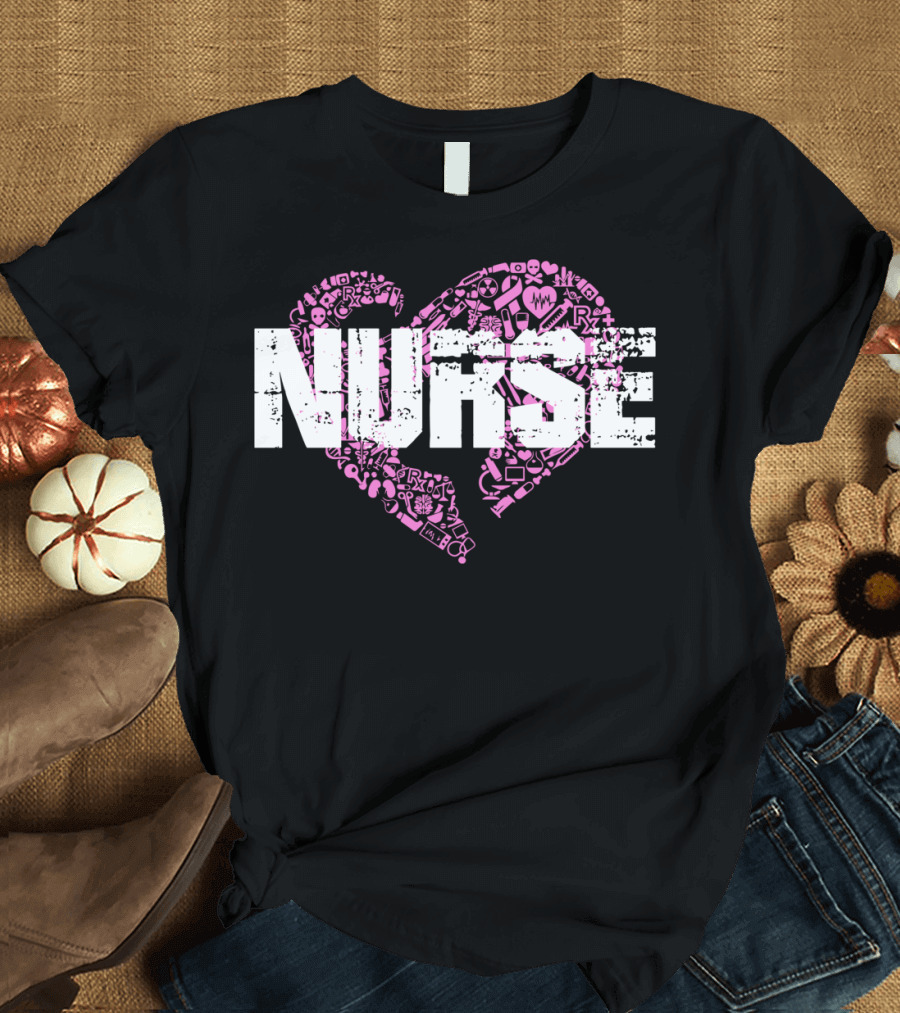 NURSE Heart with Medical Icons T-Shirt