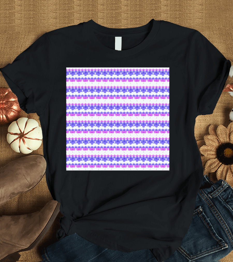 Floral Stripes Purple Pink T-Shirt