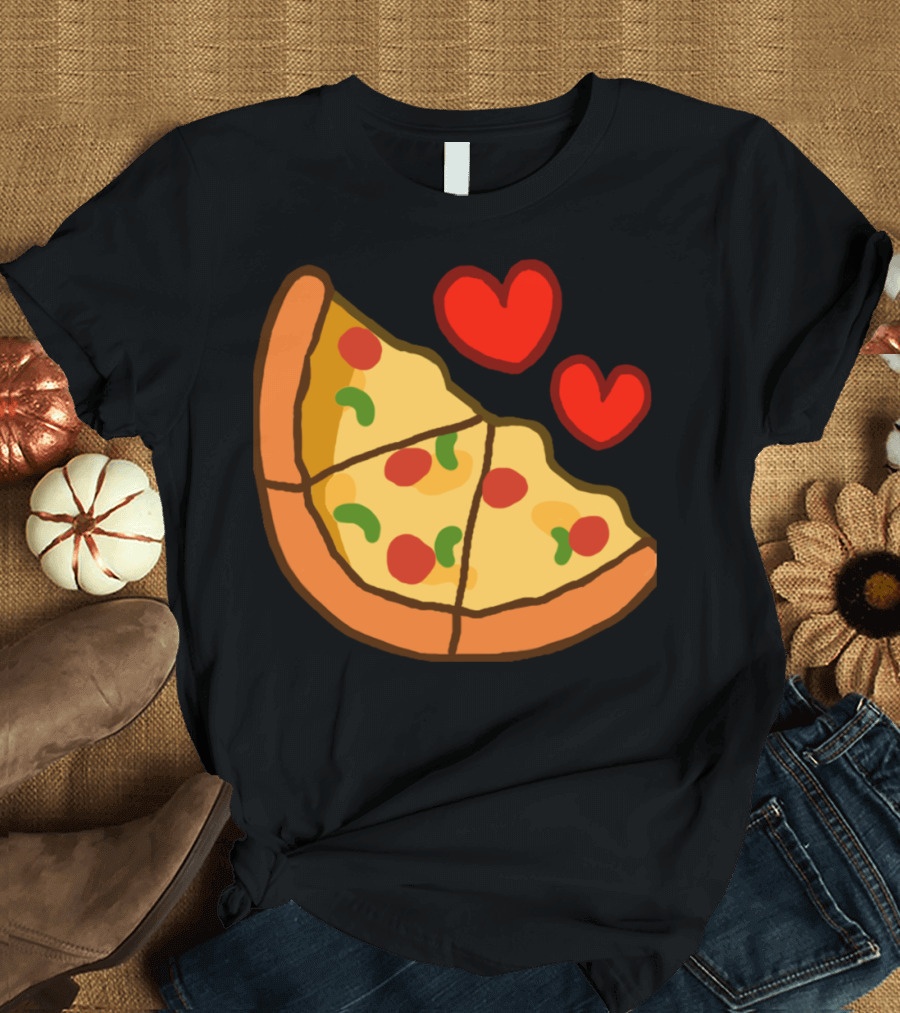 I Love Pizza Slice with Hearts T-Shirt