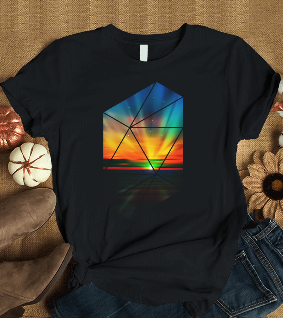 Geometric Colorful S Aurora Borealis Inspired Light Burst T-Shirt