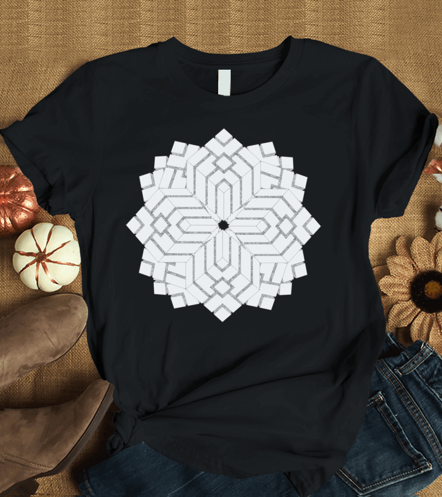 Cube Vision Geometric Interlocking Pattern Optical T-Shirt