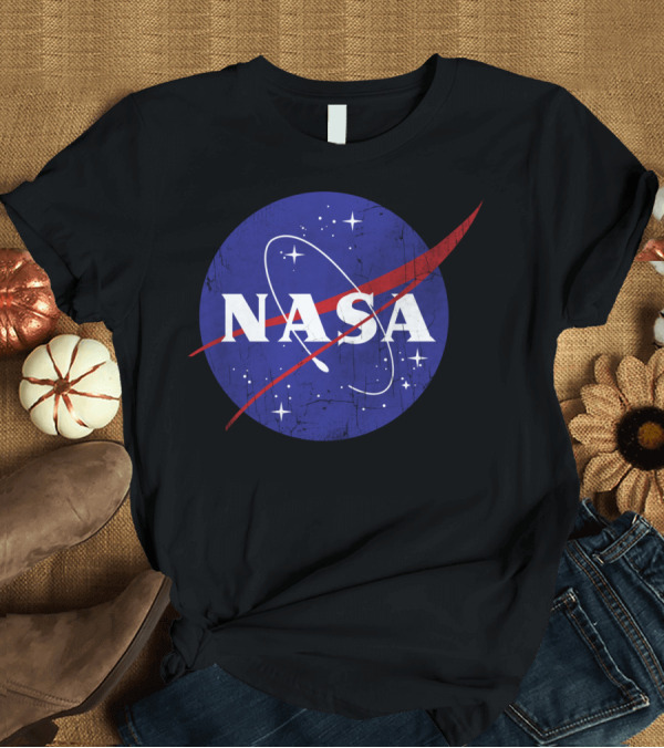 T-Shirt: NASA Blue Vector Emblem with Red Vector Path and Stars T-Shirt NASA Blue Vector Emblem with Red Vector Path and Stars T-Shirt