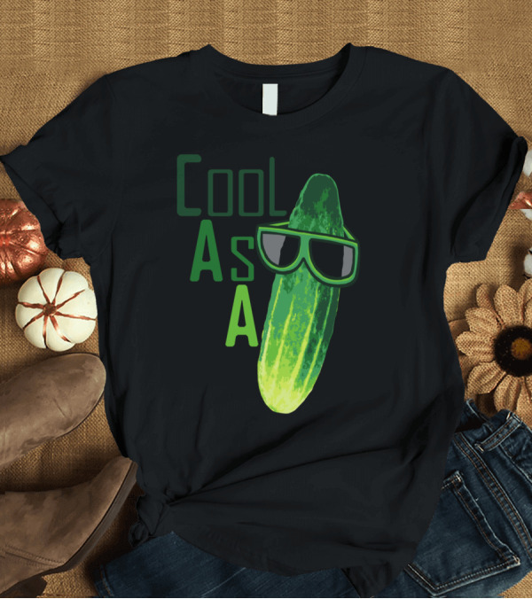 T-Shirt: Cool As A Cuke T-Shirt with Sunglasses Cucumber T-Shirt Cool As A Cuke T-Shirt with Sunglasses Cucumber T-Shirt