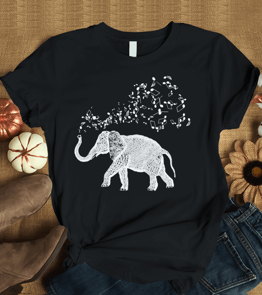 Elephant Music Notes Animal T-Shirt