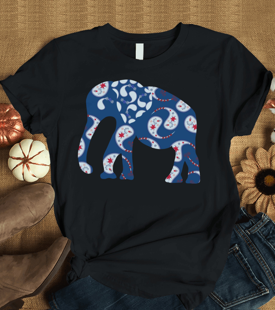 Elephant Paisley Indian Paisley Motif T-Shirt