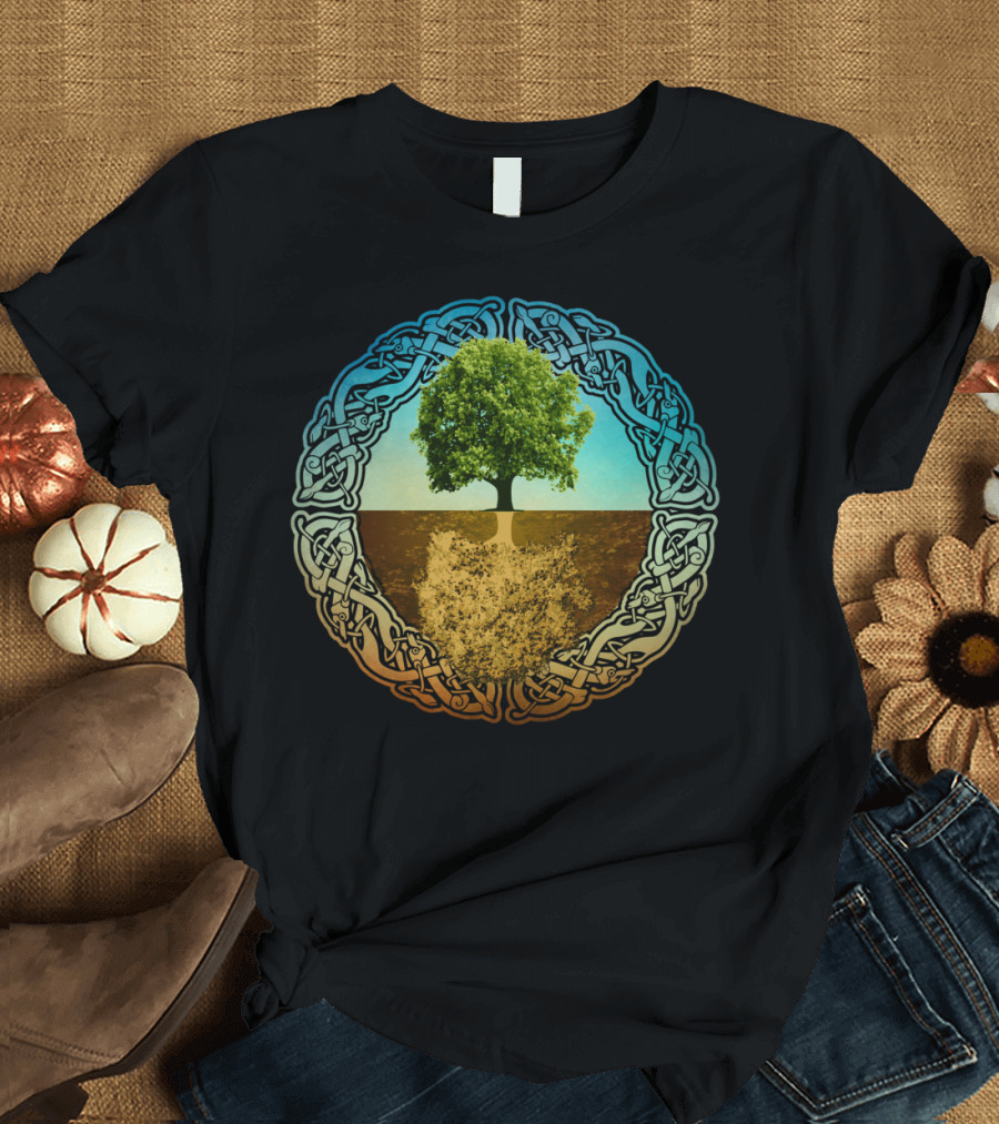 Tree of Life with Celtic Knot Circle T-Shirt