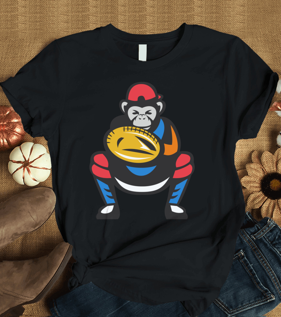 Chimpanzee Baseball Catcher Red Cap Retro T-Shirt