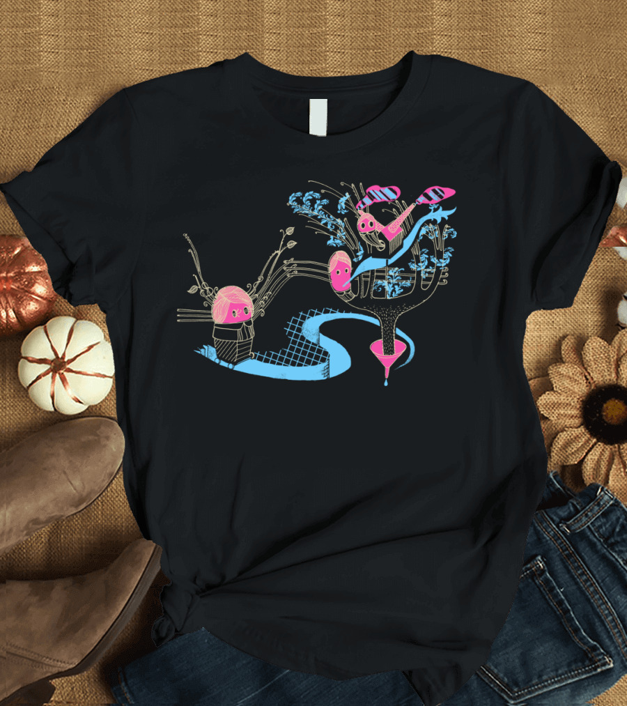Treepeople Fantasy with Plants and Flowing Water T-Shirt