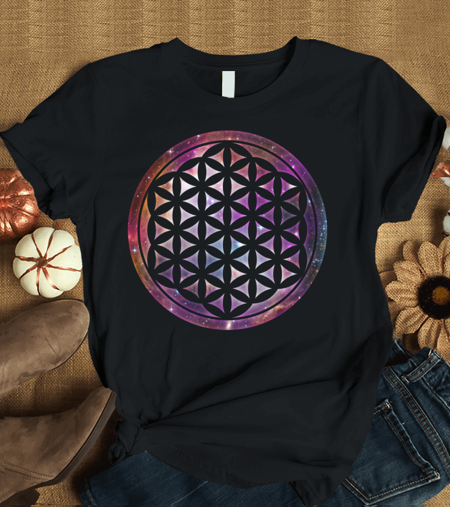 Flower Of Heavenly Life Sacred Geometry Cosmic T-Shirt